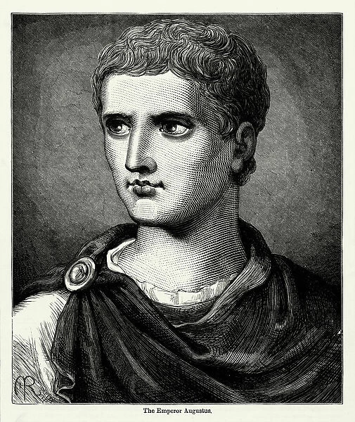 Antique Engraving: Caesar Augustus Roman Emperor Engraving