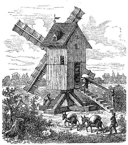 Mill. Antique engraving illustration of a mill