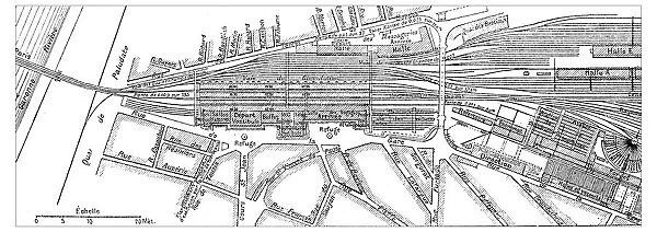 Antique engraving illustration: Bordeaux train station