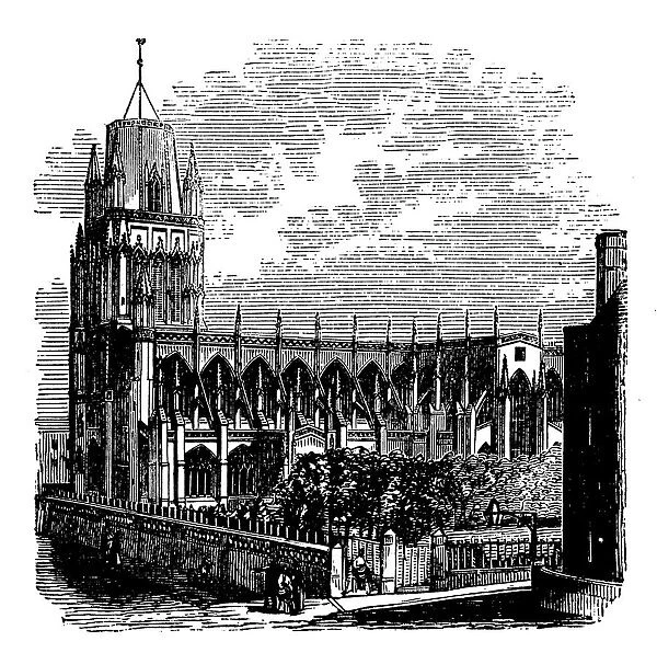 Antique engraving illustration: Church of St May Redcliffe, Bristol