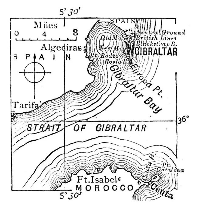 Framed Print : Antique engraving illustration: Gibraltar Framed Print : Antique engraving illustration: Gibraltar