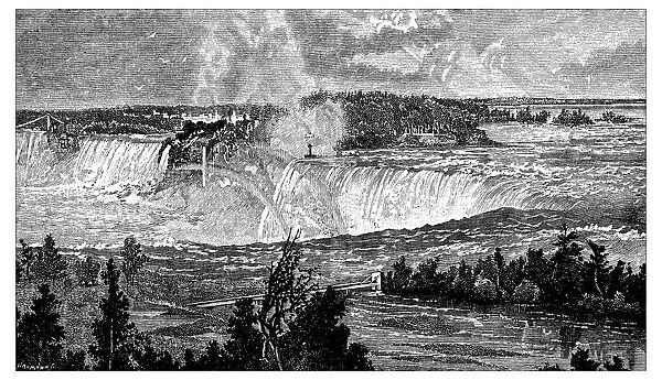 Antique engraving illustration: Niagara Falls