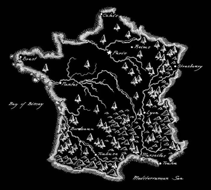 Framed Print : Antique France Map Framed Print : Antique France Map
