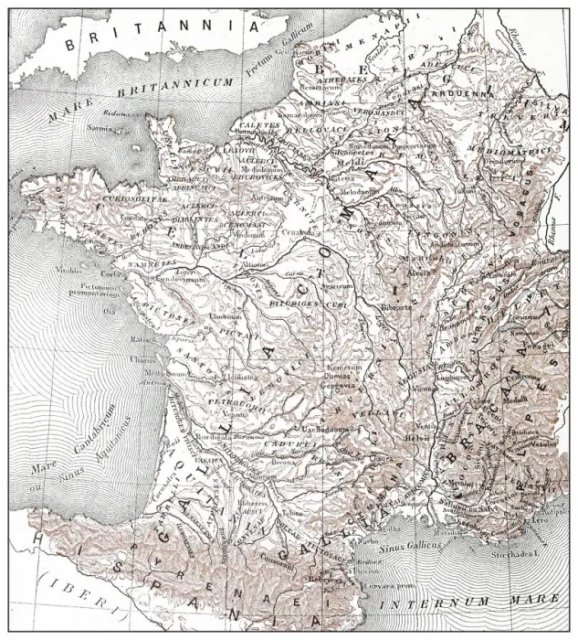 Framed Print : Antique French map of Antique France (Gaule) Framed Print : Antique French map of Antique France (Gaule)