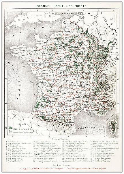 Antique French map of Forest France