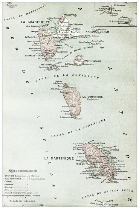 Framed Print : Antique French map of Guadalupe and Martinique Framed Print : Antique French map of Guadalupe and Martinique