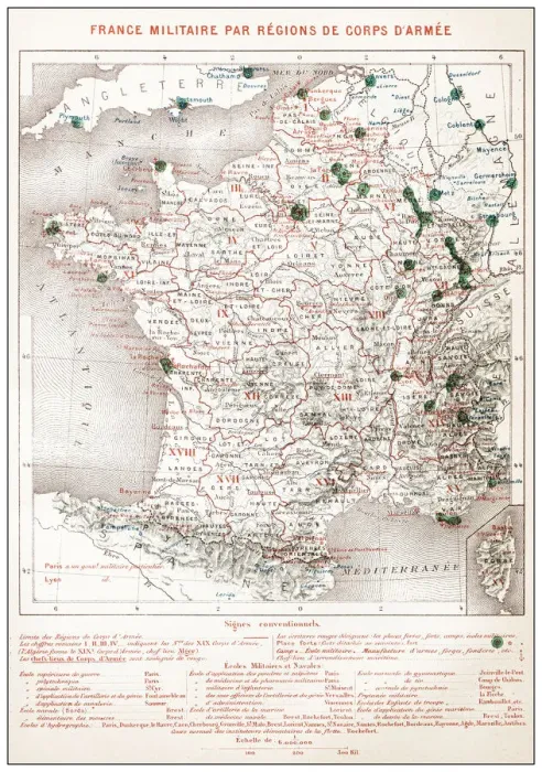 Framed Print : Antique French map of Military France Framed Print : Antique French map of Military France