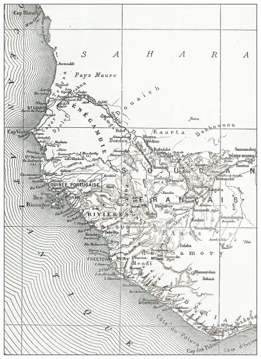 Framed Print : Antique French map of West Africa Framed Print : Antique French map of West Africa