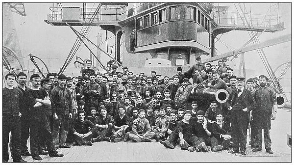 Antique historical photographs from the US Navy and Army: 'New York' crew