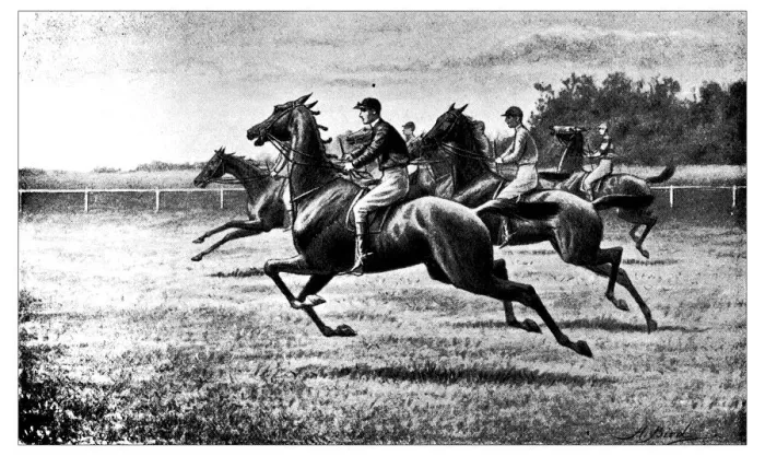 Framed Print : Antique hobbies and sports illustration: Horse racing Framed Print : Antique hobbies and sports illustration: Horse racing