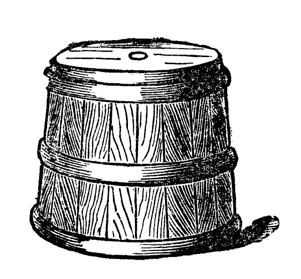 Antique household book engraving illustration: Wooden flour tub