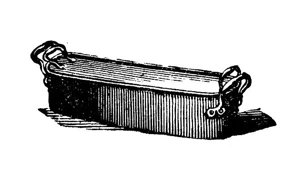 Antique household book engraving illustration: Salmon kettle