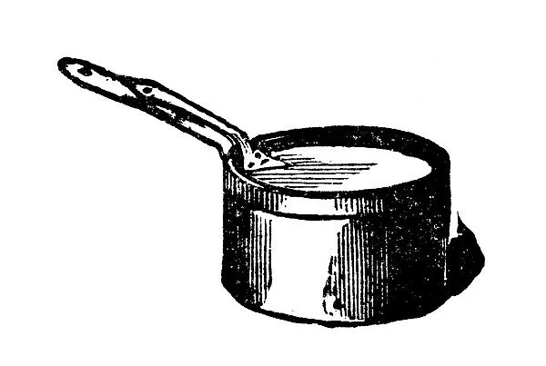 Antique household book engraving illustration: Stew pan