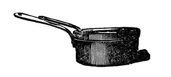 Antique household book engraving illustration: Fricandeu pan