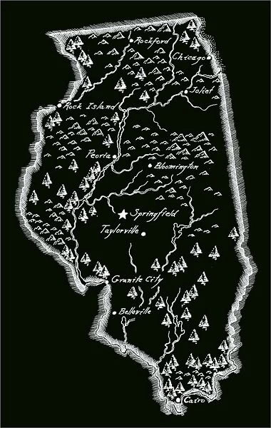 Antique Illinois Map