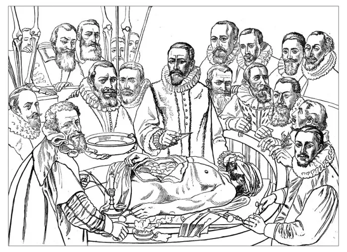 Framed Print : Antique illustration of 17th century anatomy lesson Framed Print : Antique illustration of 17th century anatomy lesson