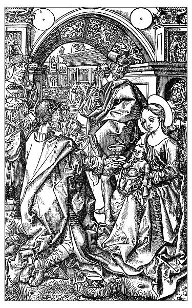 Antique illustration of The Adoration of the Magi