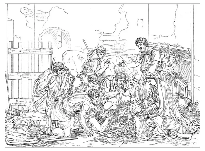 Framed Print : Antique illustration of adoration of the shepherds (Nativity) Framed Print : Antique illustration of adoration of the shepherds (Nativity)