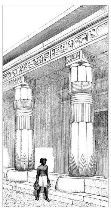 Framed Print : Antique illustration of ancient Egyptian outside a temple Framed Print : Antique illustration of ancient Egyptian outside a temple