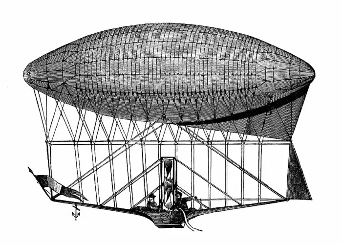 Framed Print : Antique illustration, applied mechanics: Air vehicles, Dupuy de Lome air balloon Framed Print : Antique illustration, applied mechanics: Air vehicles, Dupuy de Lome air balloon