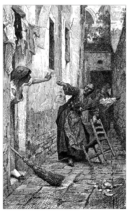 Framed Print : Antique illustration of argument between Italian women Framed Print : Antique illustration of argument between Italian women