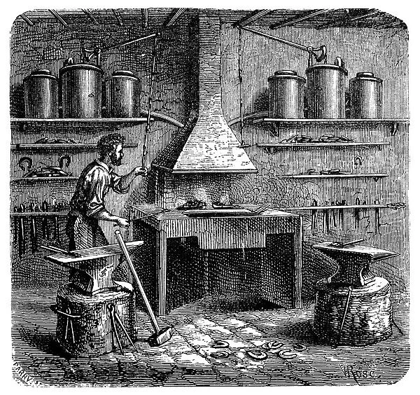 Antique illustration of blacksmith