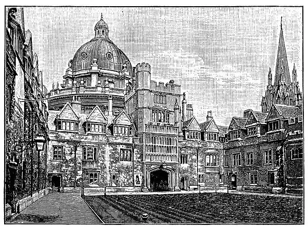 Antique illustration of Brasenose College, Oxford