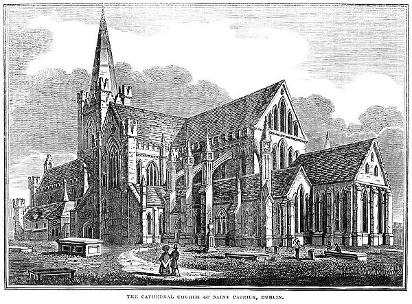 Antique illustration - The Cathedral Church of St Patrick, Dublin
