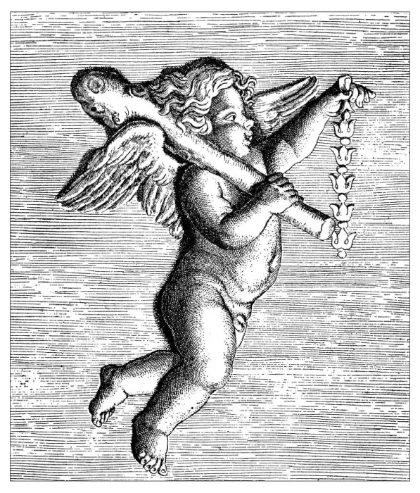 Framed Print : Antique illustration of Cupid with Heracles club