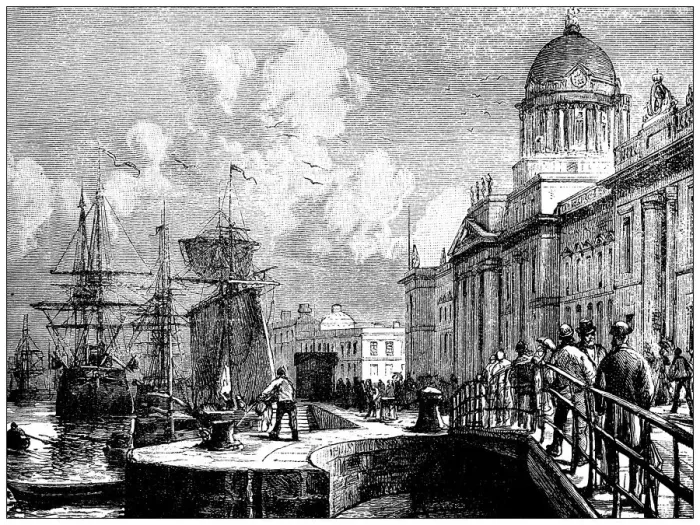 Framed Print : Antique illustration: Dublin docks Framed Print : Antique illustration: Dublin docks