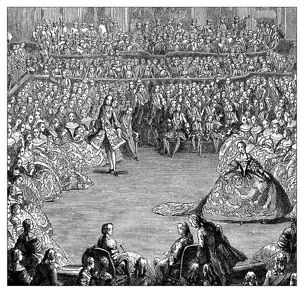 Antique illustration of elegant ball party
