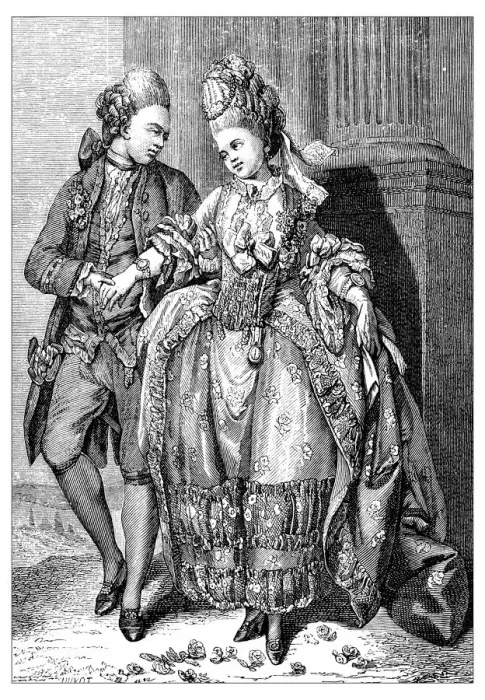 Framed Print : Antique illustration of elegant couple Framed Print : Antique illustration of elegant couple