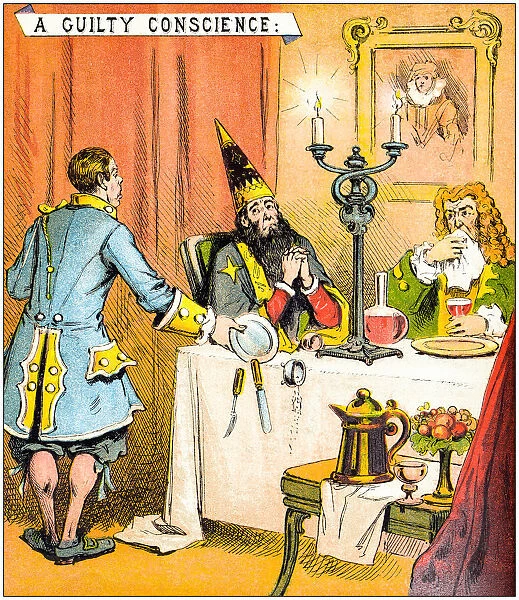 Antique illustration from fables picture book: Robin the conjurer