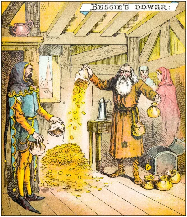 Framed Print : Antique illustration from fables picture book: The blind beggar of Bethnal Green Framed Print : Antique illustration from fables picture book: The blind beggar of Bethnal Green