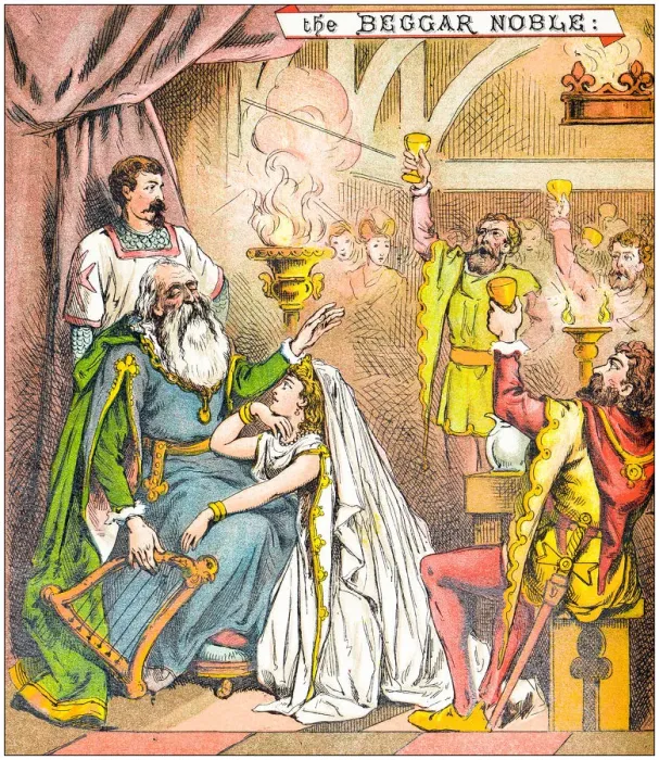 Framed Print : Antique illustration from fables picture book: The blind beggar of Bethnal Green Framed Print : Antique illustration from fables picture book: The blind beggar of Bethnal Green