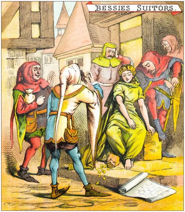 Framed Print : Antique illustration from fables picture book: The blind beggar of Bethnal Green Framed Print : Antique illustration from fables picture book: The blind beggar of Bethnal Green