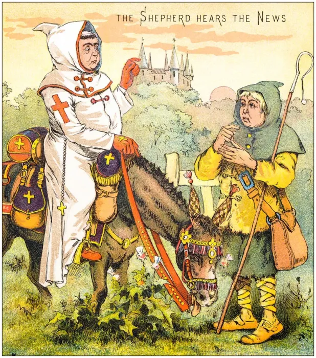 Framed Print : Antique illustration from fables picture book: The king and the abbot of Canterbury Framed Print : Antique illustration from fables picture book: The king and the abbot of Canterbury