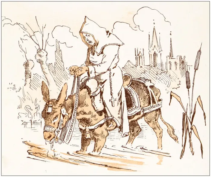 Framed Print : Antique illustration from fables picture book: The king and the abbot of Canterbury