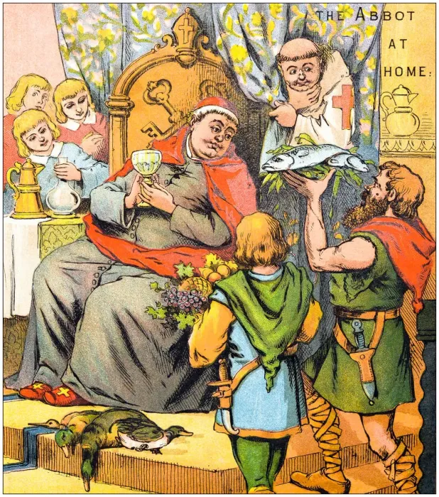 Framed Print : Antique illustration from fables picture book: The king and the abbot of Canterbury Framed Print : Antique illustration from fables picture book: The king and the abbot of Canterbury