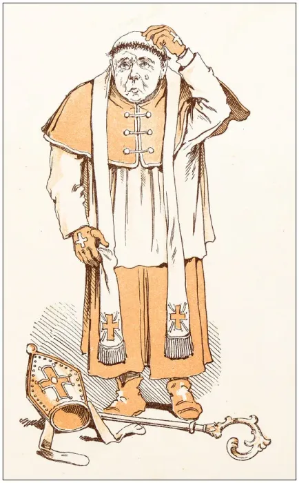 Framed Print : Antique illustration from fables picture book: The king and the abbot of Canterbury