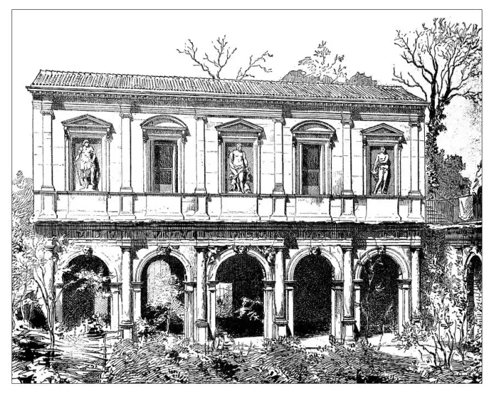 Framed Print : Antique illustration of facade of lodge and Odeo Cornaro (Paduaa)