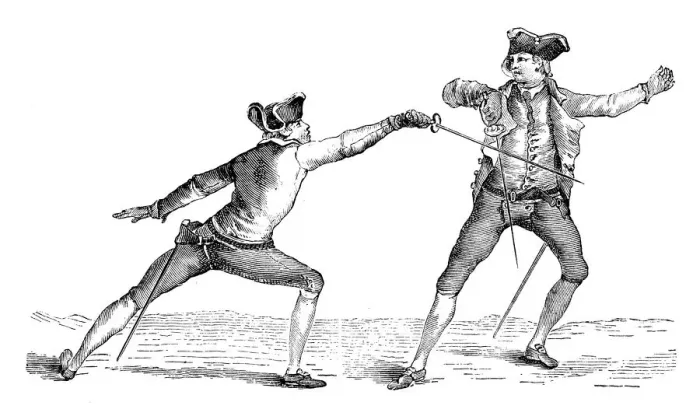 Framed Print : Antique illustration of fencing lesson Framed Print : Antique illustration of fencing lesson