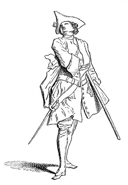 Antique illustration of French soldier