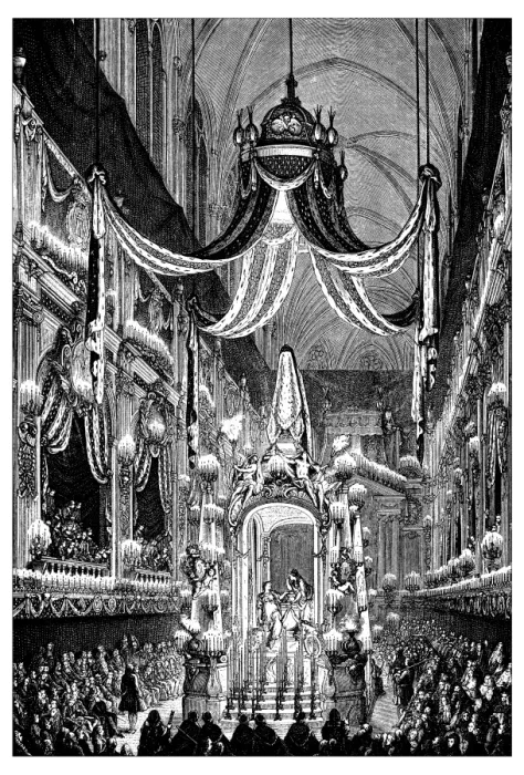 Framed Print : Antique illustration of funeral in Notre Dame Framed Print : Antique illustration of funeral in Notre Dame