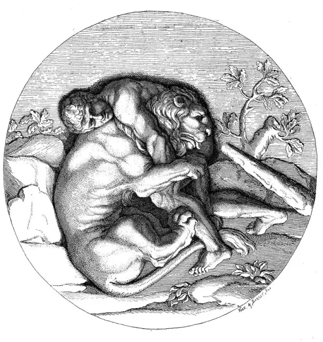 Framed Print : Antique illustration of Heracles fighting with the Nemean lion Framed Print : Antique illustration of Heracles fighting with the Nemean lion