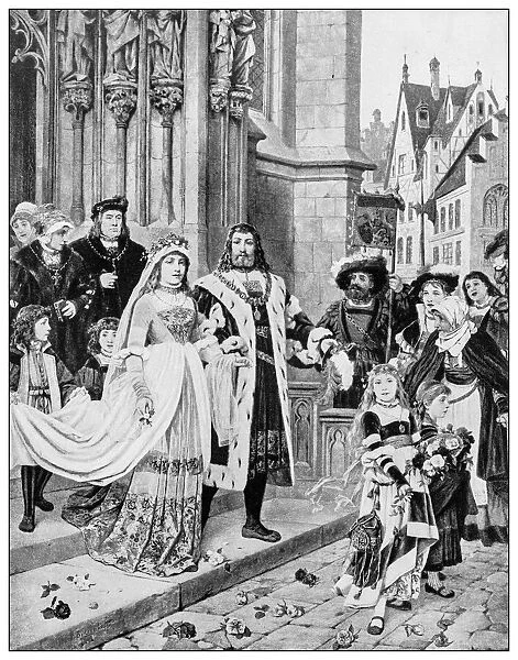 Antique illustration of important people of the past: Albrecht DAOErers wedding