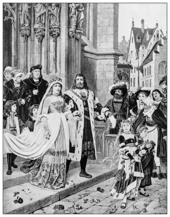 Framed Print : Antique illustration of important people of the past: Albrecht DAOErers wedding Framed Print : Antique illustration of important people of the past: Albrecht DAOErers wedding