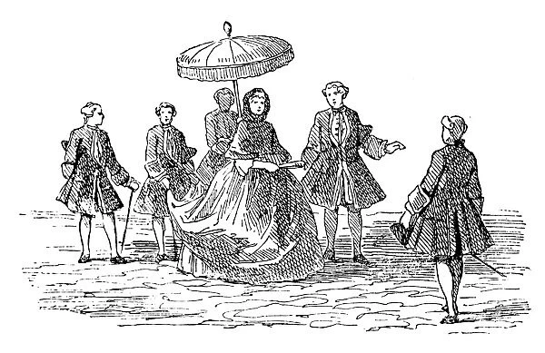 Antique illustration of lady promenade