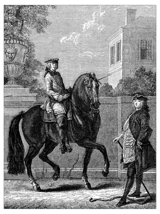 Framed Print : Antique illustration of men with horse Framed Print : Antique illustration of men with horse