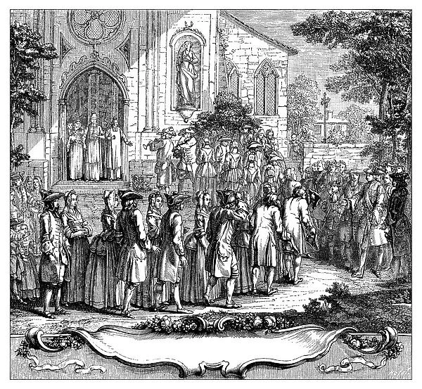 Antique illustration of multiple wedding
